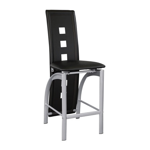 Set Of 2pc Modern Style Counter Height Chairs Metal Base And Leather Upholstered Back CJDropshipping