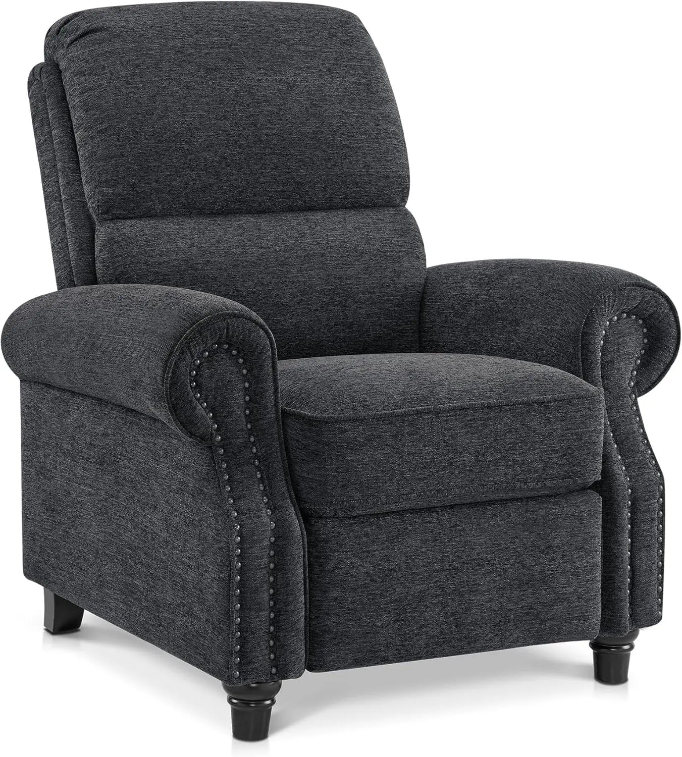 Pushback Recliner Chair, Chenille Upholstered Accent Chairs, Peach Maple