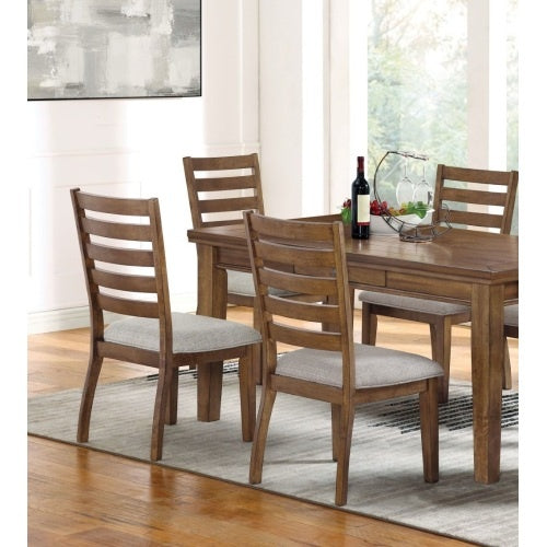 Transitional Set Of 2pc Side Chairs Walnut Light Gray Ladder Back Chairs Solid Wood Polyester Fabric Upholstered Padded Seat Dining Room Furniture CJDropshipping