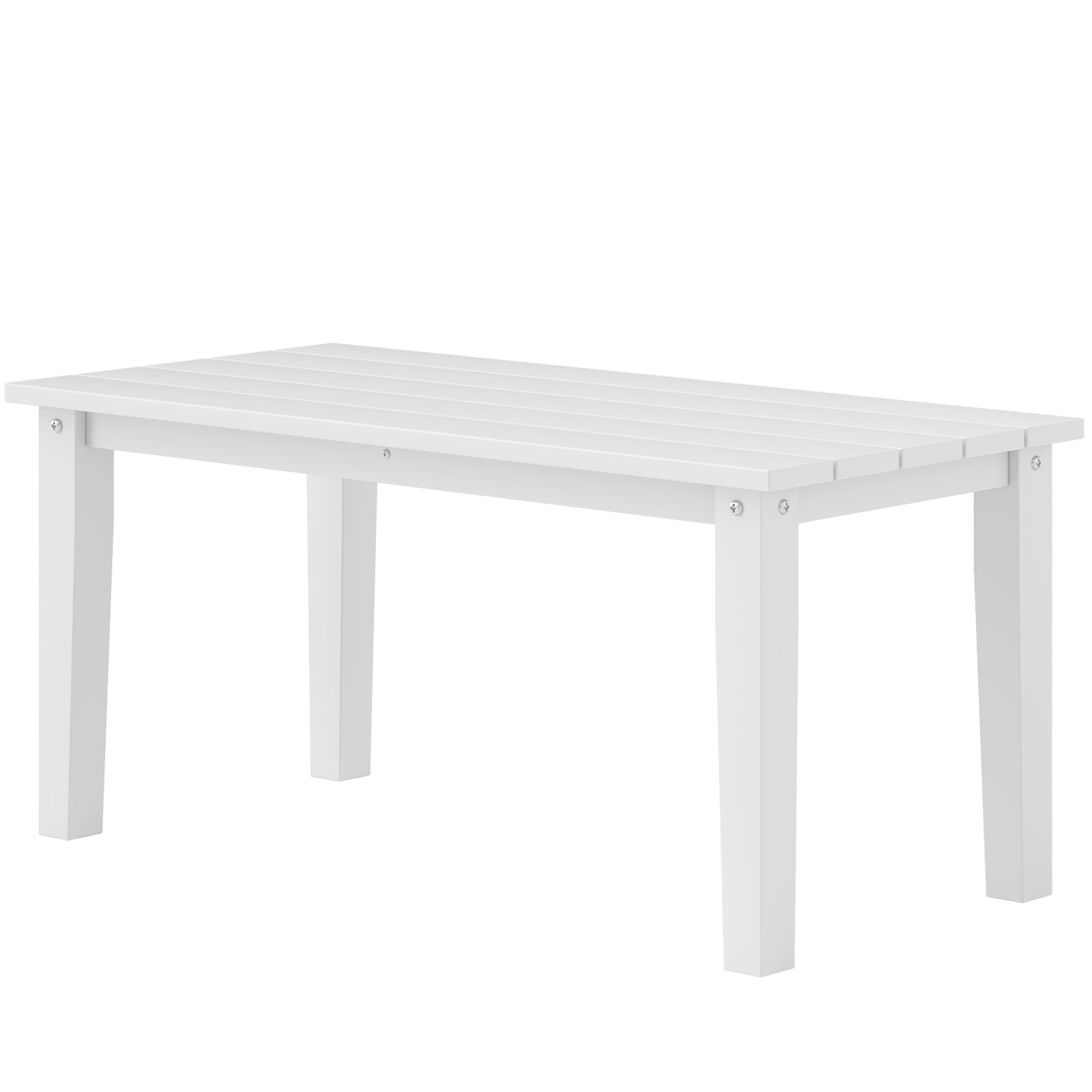 Rectangle Outdoor Coffee Table, HDPE All-Weather Outdoor Patio Table With Slatted Tabletop For Yard, Balcony, White CJDropshipping
