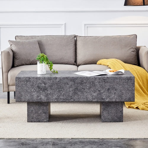 Modern Simple Gray Texture MDF Coffee Table  43.3x21.6x17.2 Practical Model.Making It An Ideal Addition To Any Living Room Or Apartment CJDropshipping