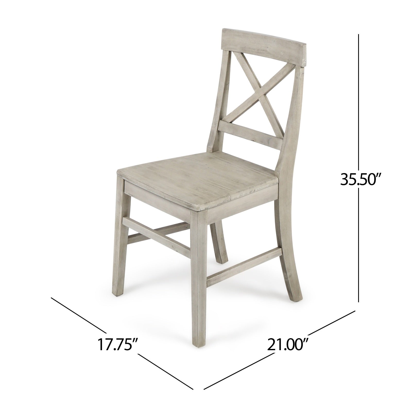 Acacia Wood Dining Chairs, Light Grey Wash, 21D X 17.75W X 35.5H Inch  Set Of 2 CJDropshipping
