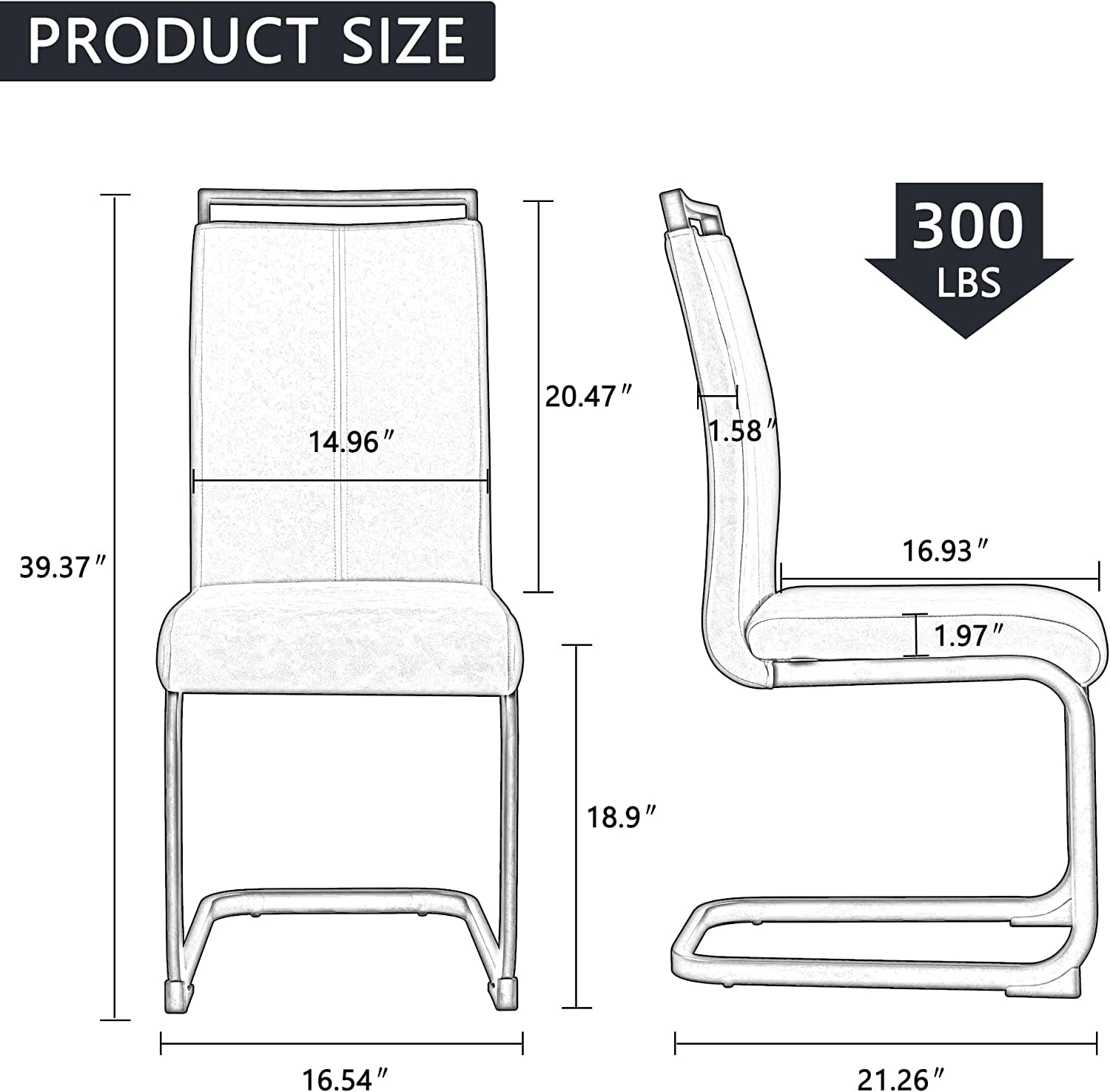 Dining Chairs Set of 4 with Faux Leather Padded Seat High Back and