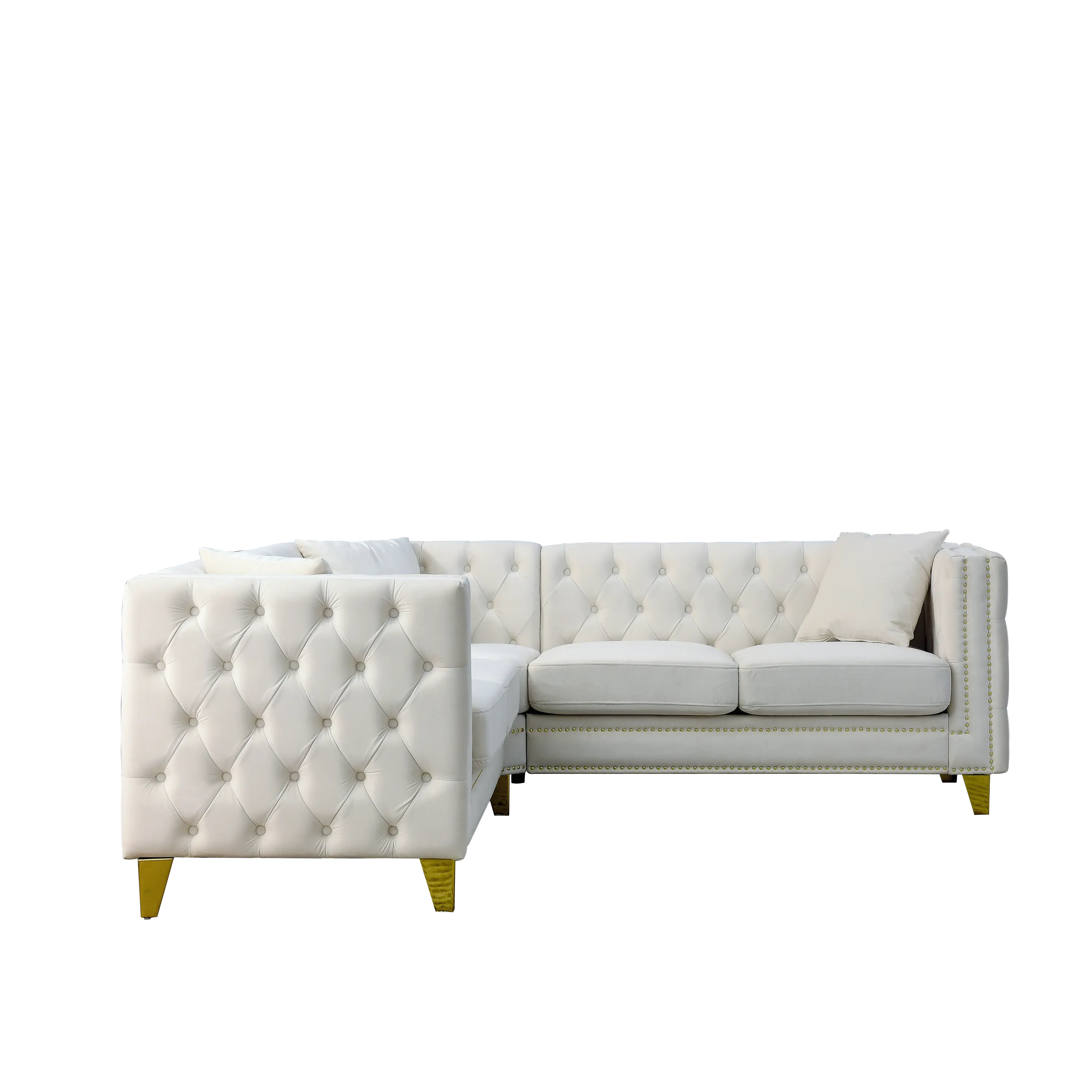 82.2-Inch Velvet Corner Sofa Covers, L-Shaped Sectional Couch, Sangria Beech
