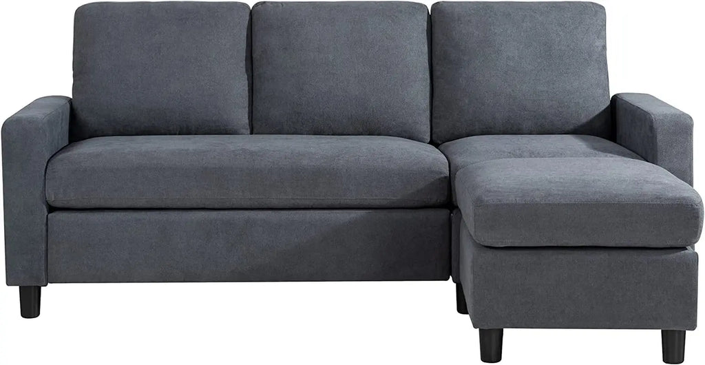 Linen L-Shaped Sectional Sofa Peach Maple