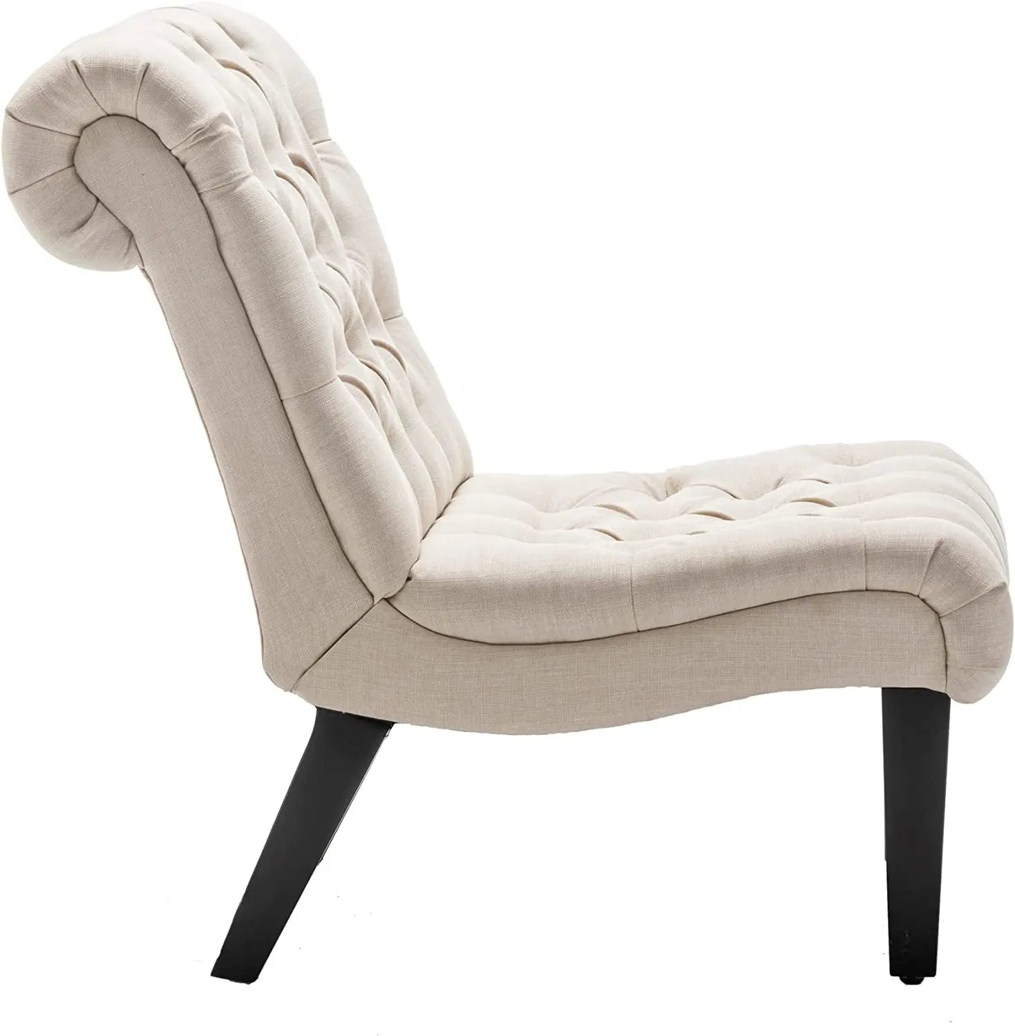 Stylish Cream Accent Chair with Wood Legs Peach Maple