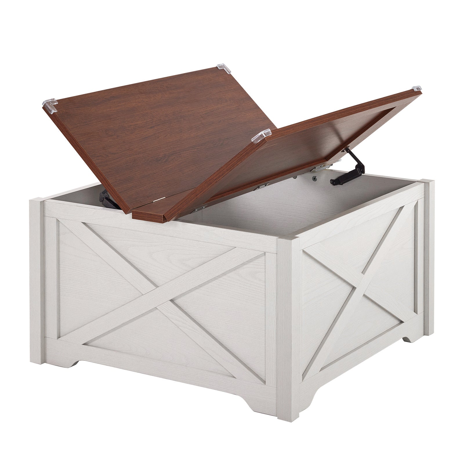 Large Hidden Storage Compartment, Double Flap Panel, Side X Shape, Coffee Table, Square, 31.5x31.5x18in CJDropshipping
