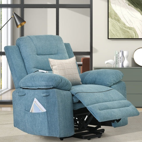 Massage Recliner,Power Lift Chair For Elderly With Adjustable Massage And Heating Function,Recliner Chair With Infinite Position And Side Pocket For Living Room ,Beige