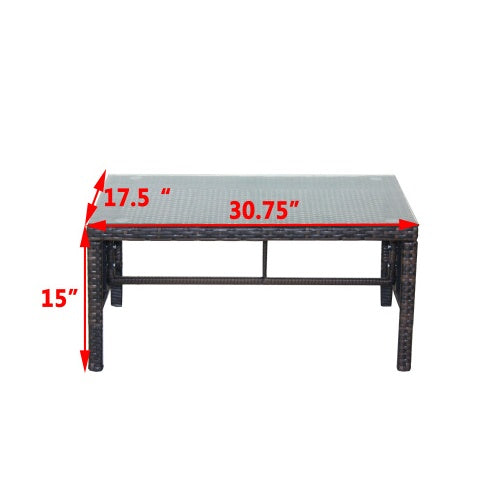 Outdoor Patio Furniture 1 Coffee Table With Clear Tempered Glass CJDropshipping