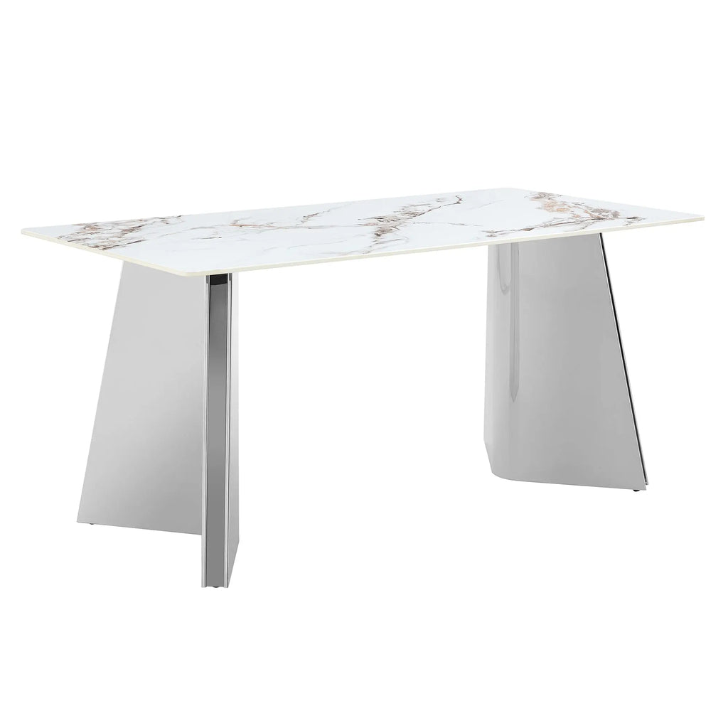Table and chair set.63*31.4 Inch Luxurious Cold Jade Sintered Stone Sangria Beech