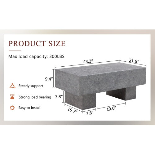 Modern Simple Gray Texture MDF Coffee Table  43.3x21.6x17.2 Practical Model.Making It An Ideal Addition To Any Living Room Or Apartment CJDropshipping