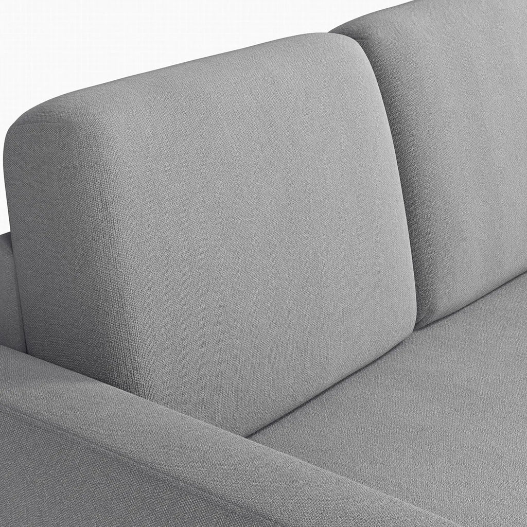 Light Gray L-Shaped Sleeper Sectional, USB, Storage Peach Maple