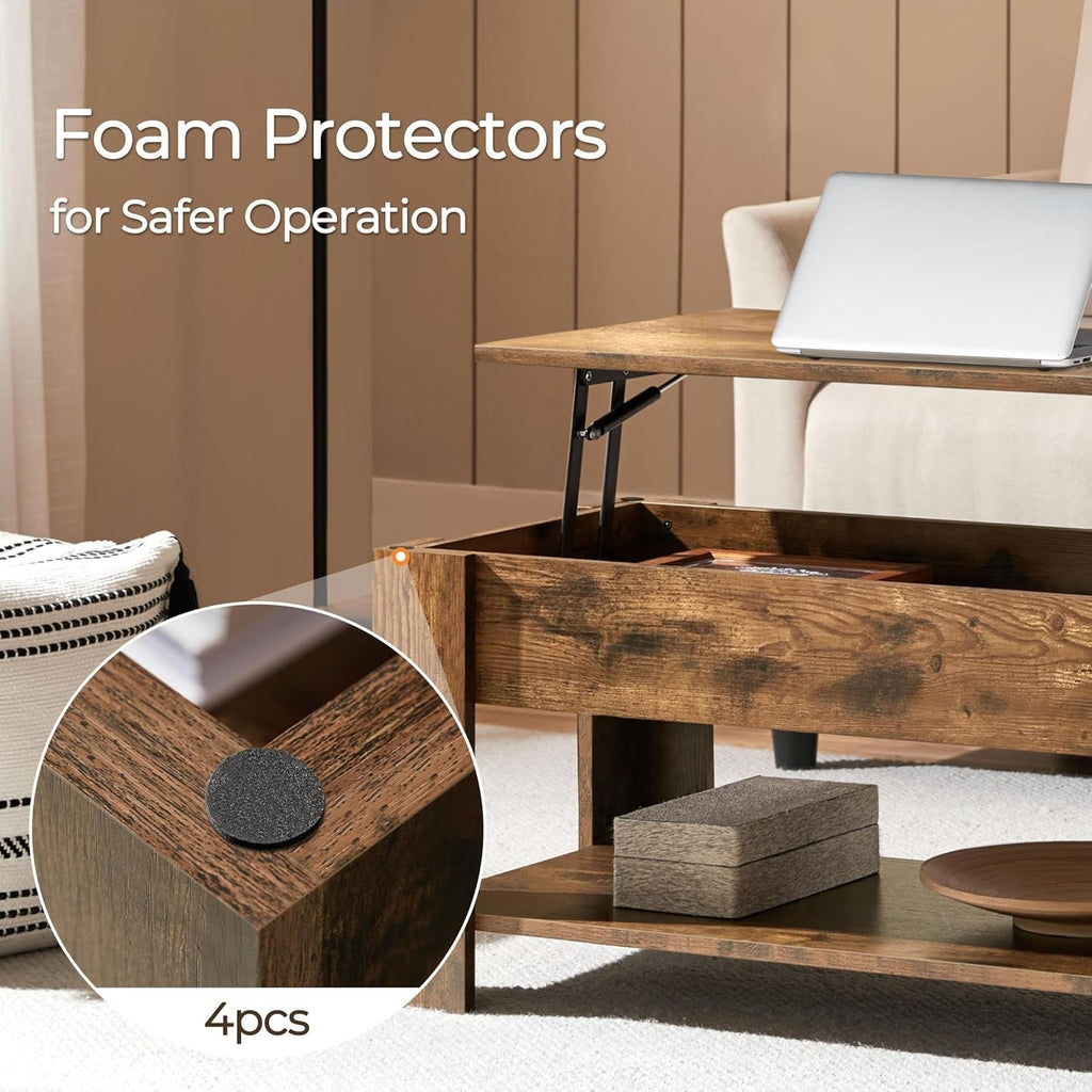 Coffee Table, 47.5In Lift Top Coffee Table with Hidden Compartment and Peach Maple