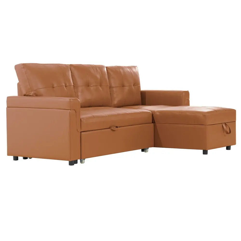Reversible Sleeper Sectional with Chaise and Storage Peach Maple