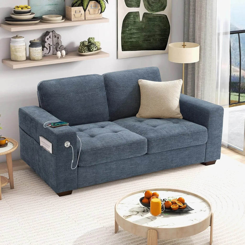 70" Chenille Loveseat - Gray Peach Maple