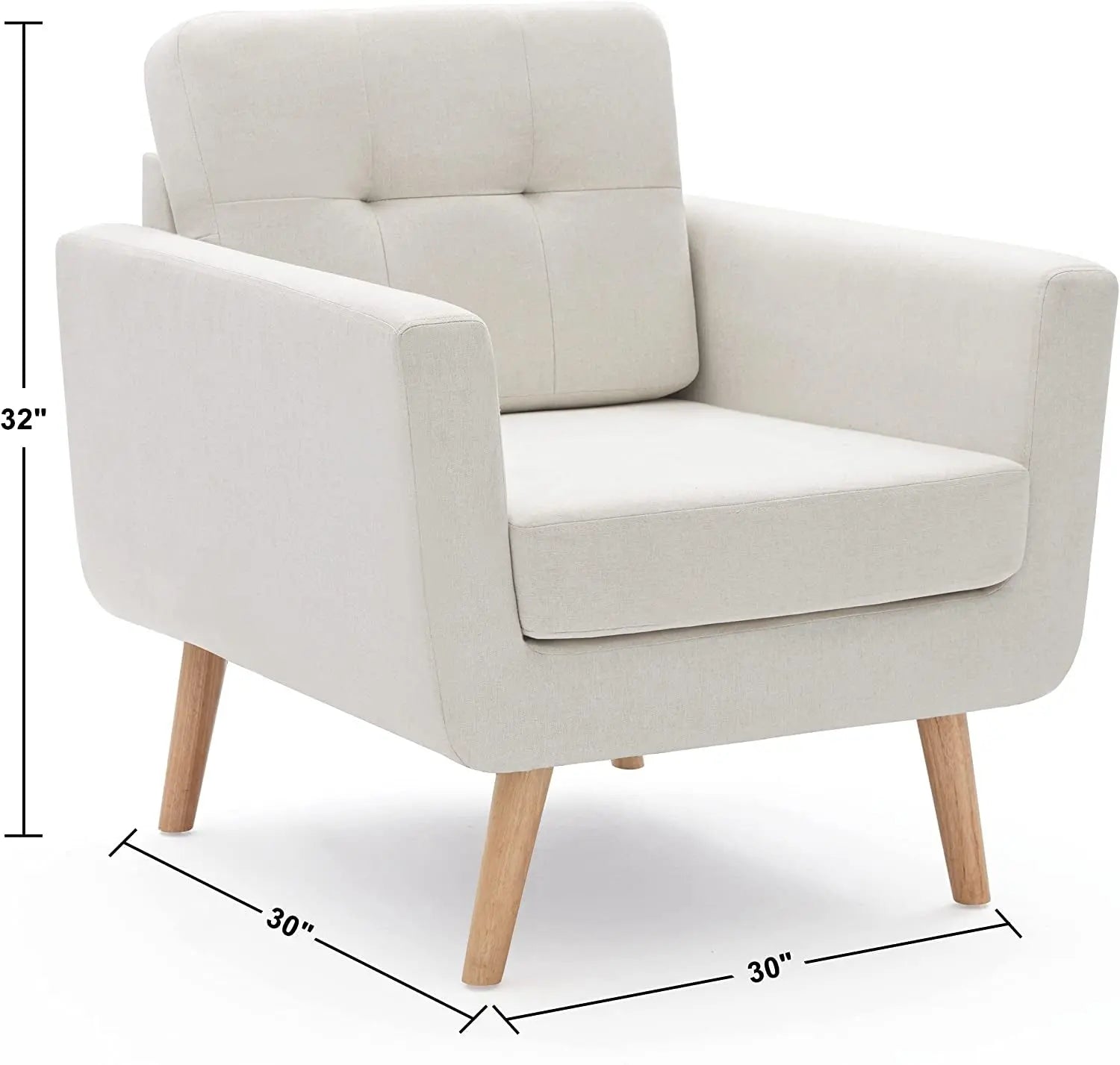 Beige Mid Century Accent Chair with Tufted Upholstery Peach Maple