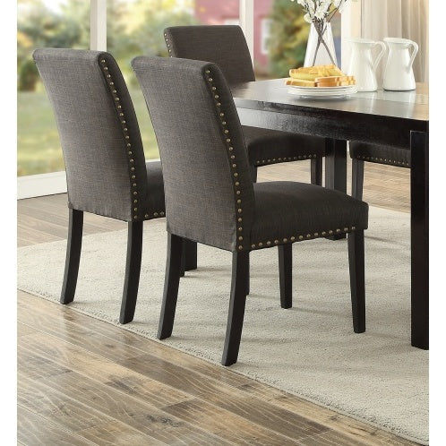 Dining Room Chairs Ash Black Polyfiber Nail Heads Parson Style Set Of 2 Side Chairs Dining Room Furniture CJDropshipping