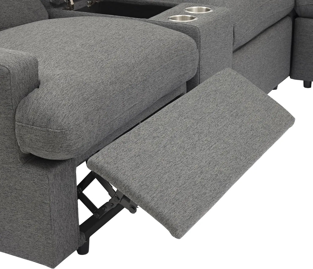 Modern Power Reclining Sectional Sofa with USB & Power Peach Maple