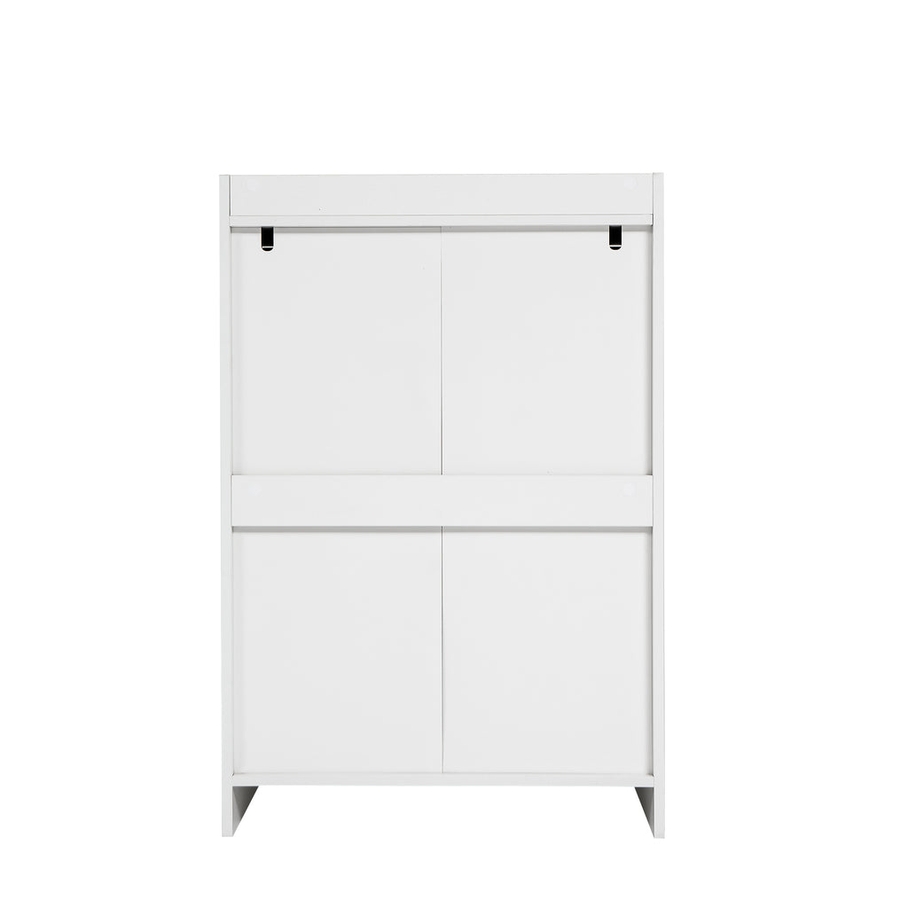 4 Drawer Dresser, Chest Of Drawers Without Handle, White Dresser For Bedroom Waterproof, Modern Wooden Cabinet With Sturdy Frame For Living Room, Entryway, Bedroom, Hallway, Office