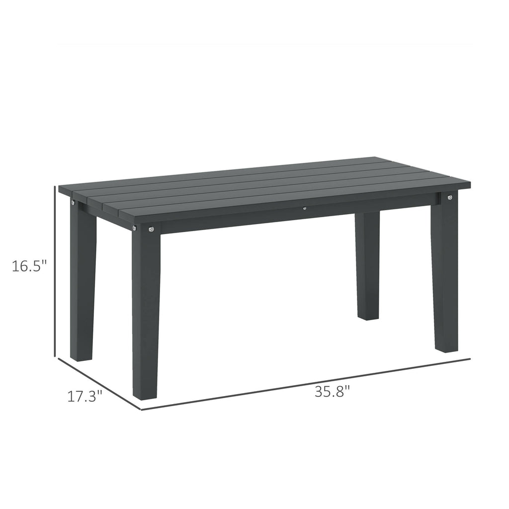 Rectangle Outdoor Coffee Table, HDPE All-Weather Outdoor Patio Table With Slatted Tabletop For Yard, Balcony, Black CJDropshipping
