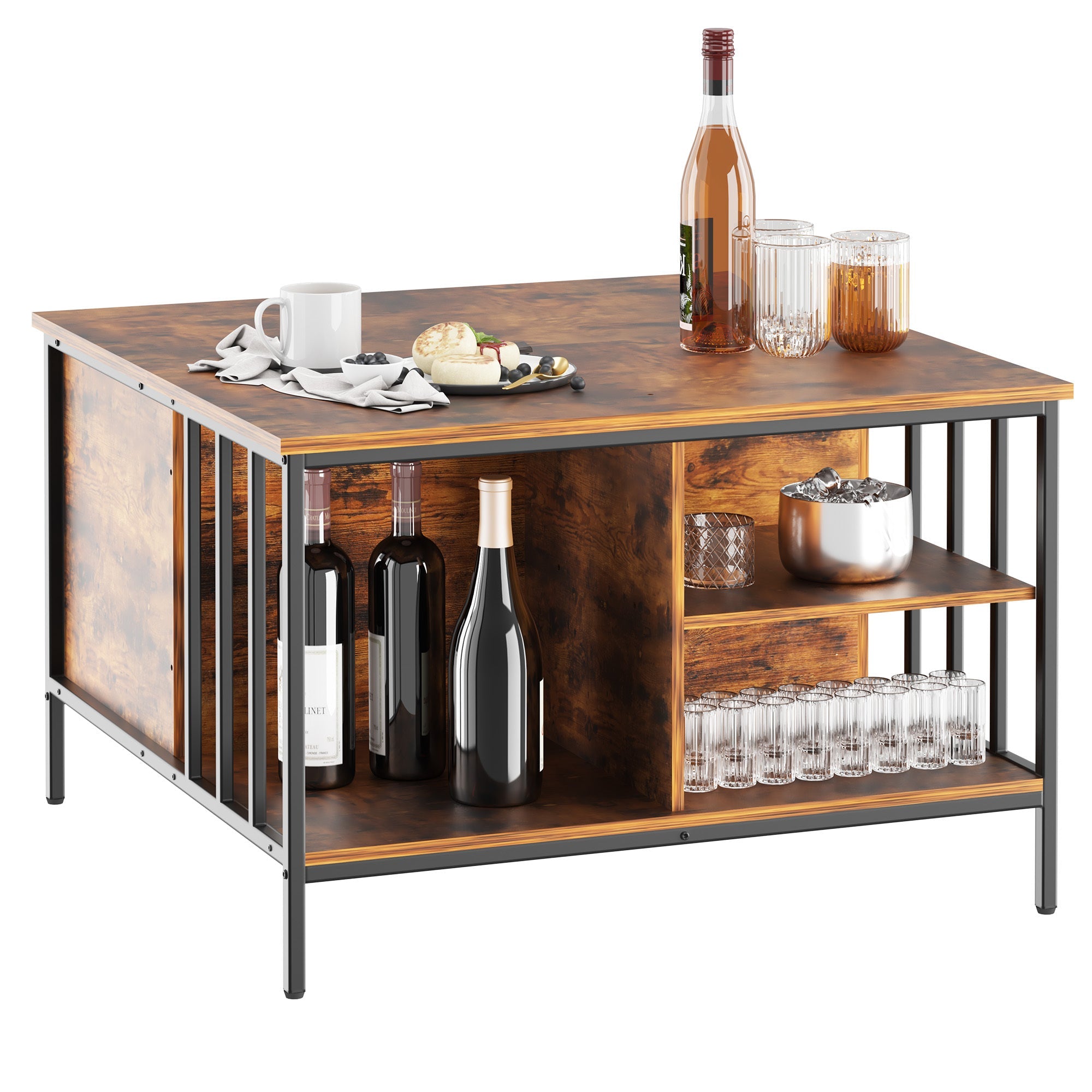 Farmhouse Lift Top Coffee Table With Storage Adjustable Height Living Room Table, Multifunctional Center For Family With Hidden Compartment & 3 Shelves110lbs Capacity, Easy To Clean CJDropshipping