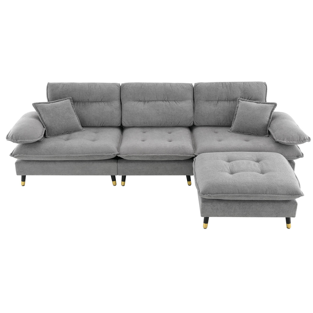 106*66.5" L shaped Convertible Sectional Sofa,4 Seat Tufted Couch Set