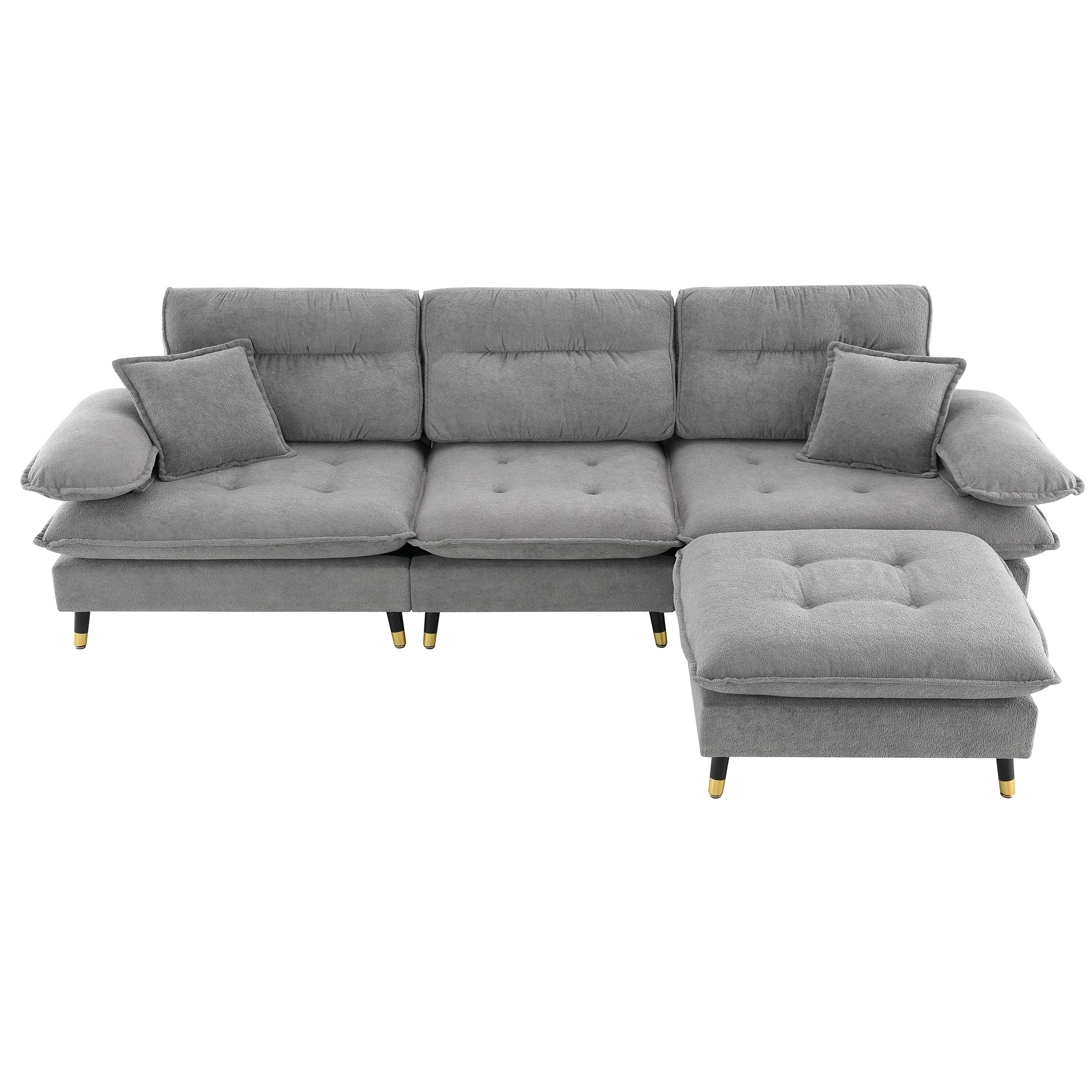 106*66.5" L shaped Convertible Sectional Sofa,4 Seat Tufted Couch Set