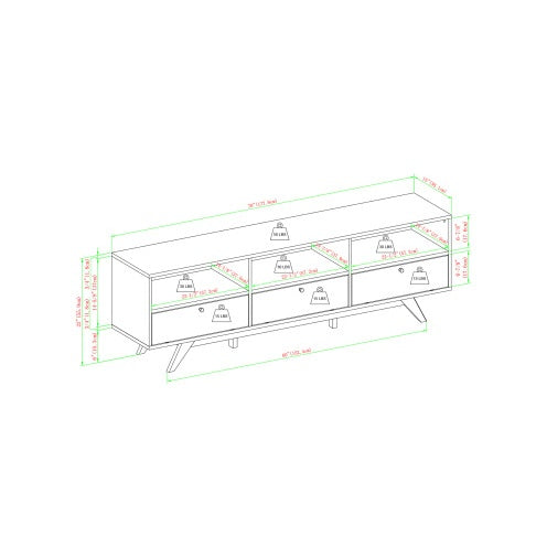 Modern Scandi 3-Door Low Profile TV Stand For TVs Up To 80 Inches Mocha