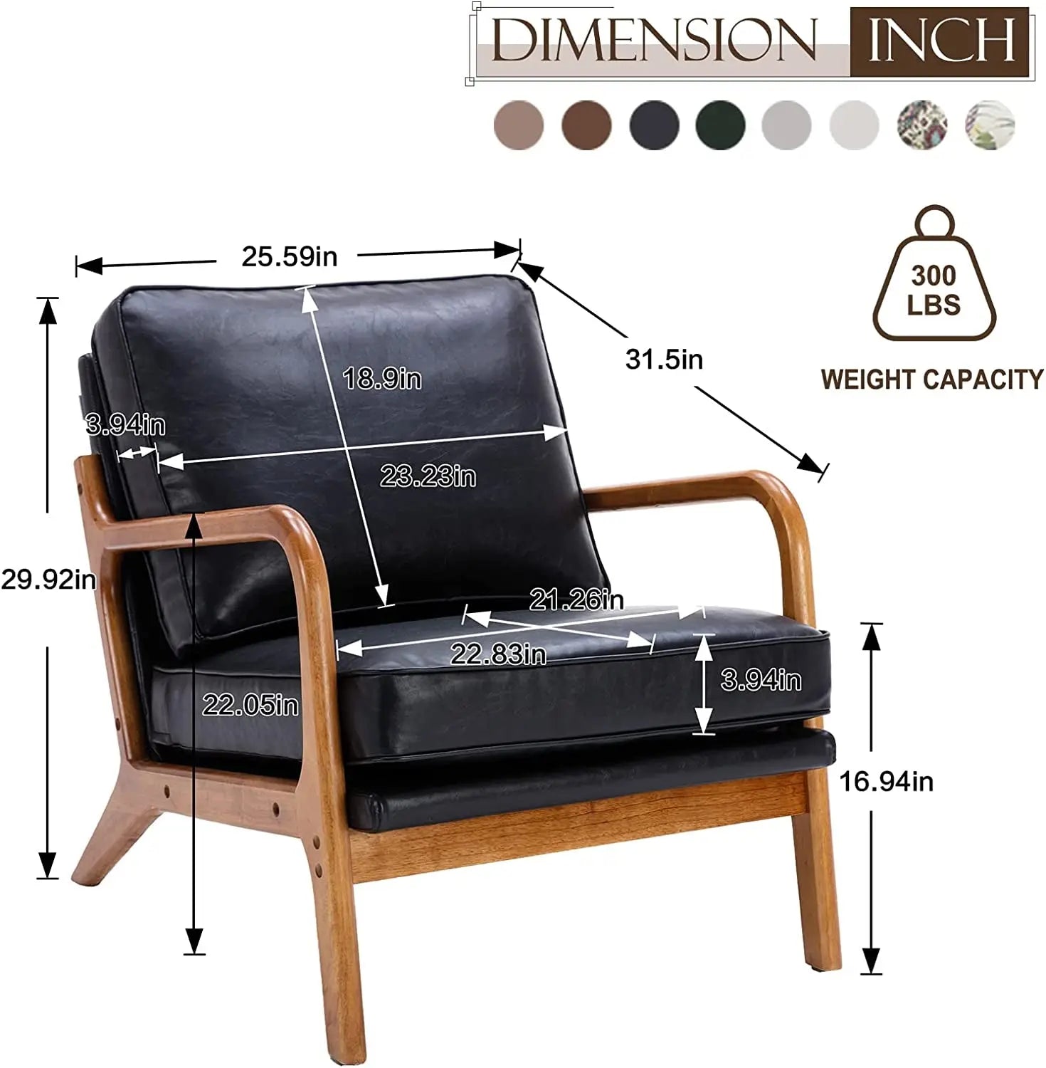 Modern Black Accent Chair with Thick Cushion Peach Maple