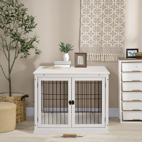 Small Kennel End Table With Two Open Sides And Lockable Door CJDropshipping