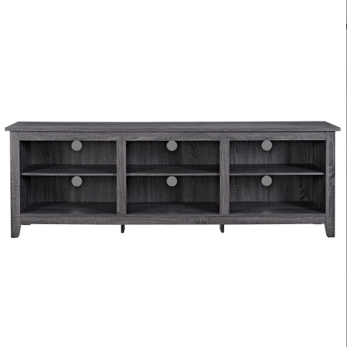 Modern Transitional 3-Shelf Open Storage TV Stand For TVs - Charcoal