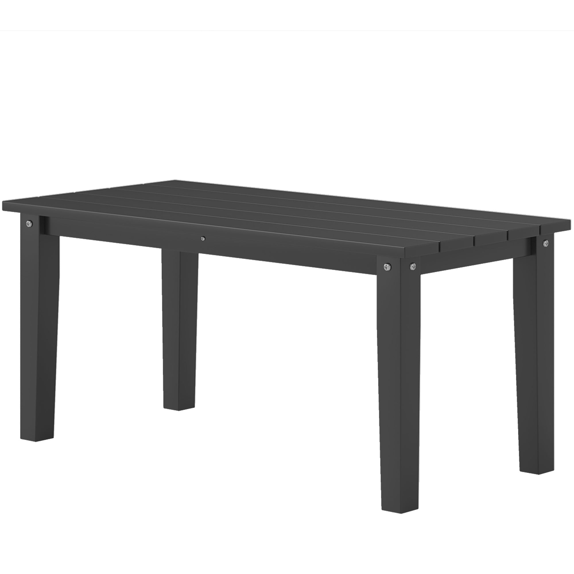 Rectangle Outdoor Coffee Table, HDPE All-Weather Outdoor Patio Table With Slatted Tabletop For Yard, Balcony, Black CJDropshipping
