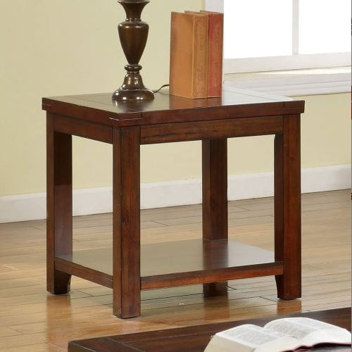 End Table Dark Cherry Open Shelf Natural Wood Grain Design 1pc Table