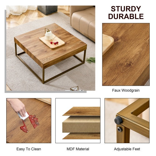 Modern Rectangular Coffee Table, Dining Table. MDF Desktop With Metal Legs. Suitable For Restaurants And Living Rooms. The Size  31.5x31.5x14.37 CJDropshipping
