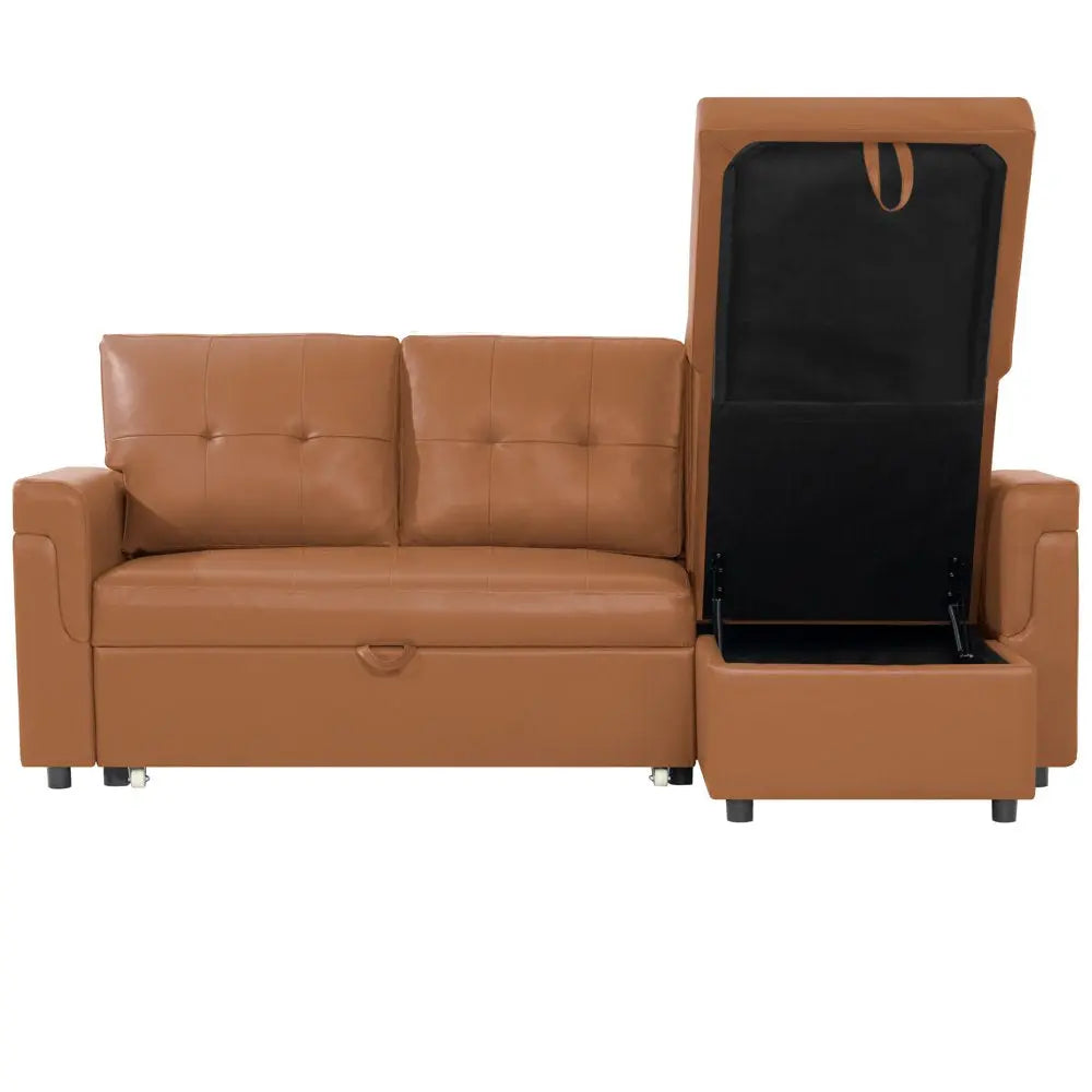 Reversible Sleeper Sectional with Chaise and Storage Peach Maple