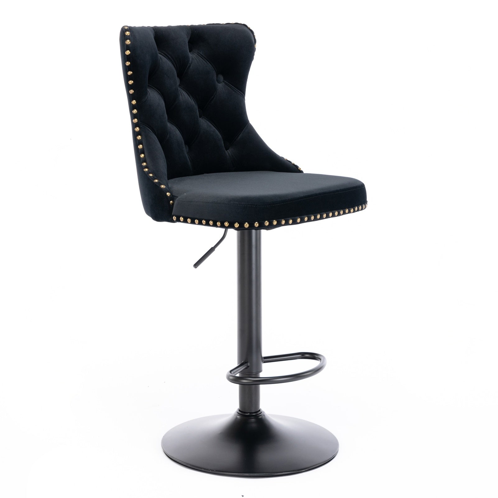 A A Swivel Velvet Barstools Adjustable Seat Height 25-33, Modern, 17.7  Base