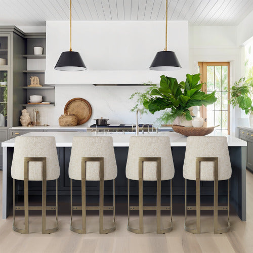 26 H Upholstered Counter Stool With Metal Base