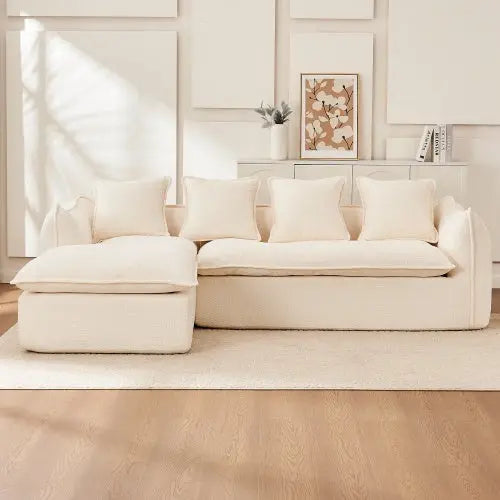 LuneluX_Home – Oversized 3-Seater L-Shape Sofa with Chaise Carmine Juneberry