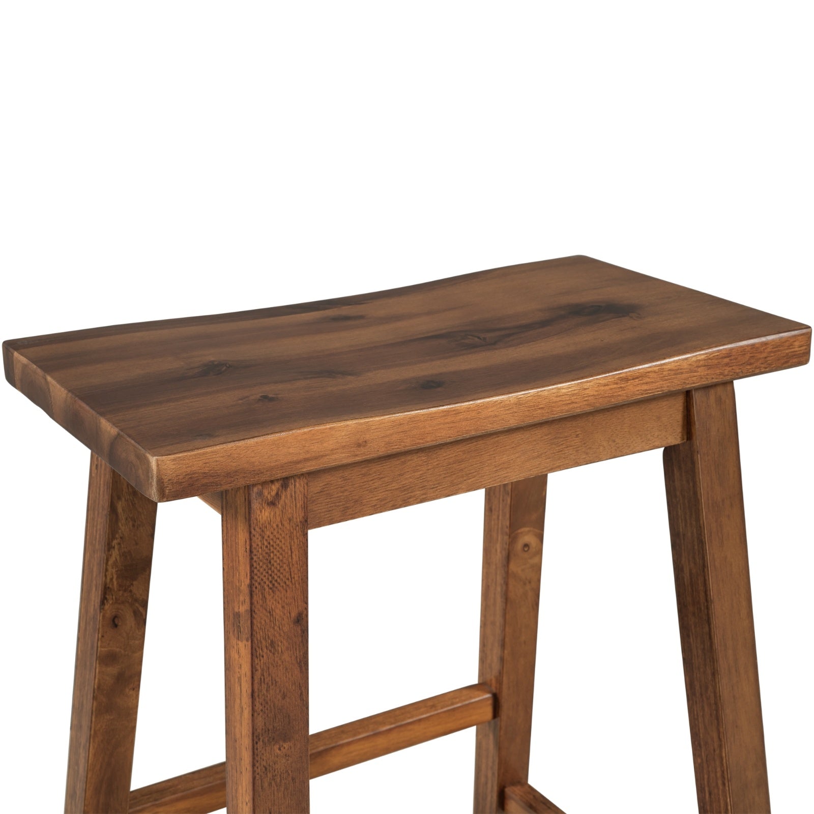 TOPMAX Farmhouse 2-Piece Counter Height Wood Dining Stools, Walnut