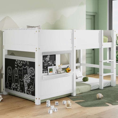 Household Bed, Children's Bed, Bunk Bed, With Two Boards, Anti-graffiti, With Small Shelf, 90x190cm, White