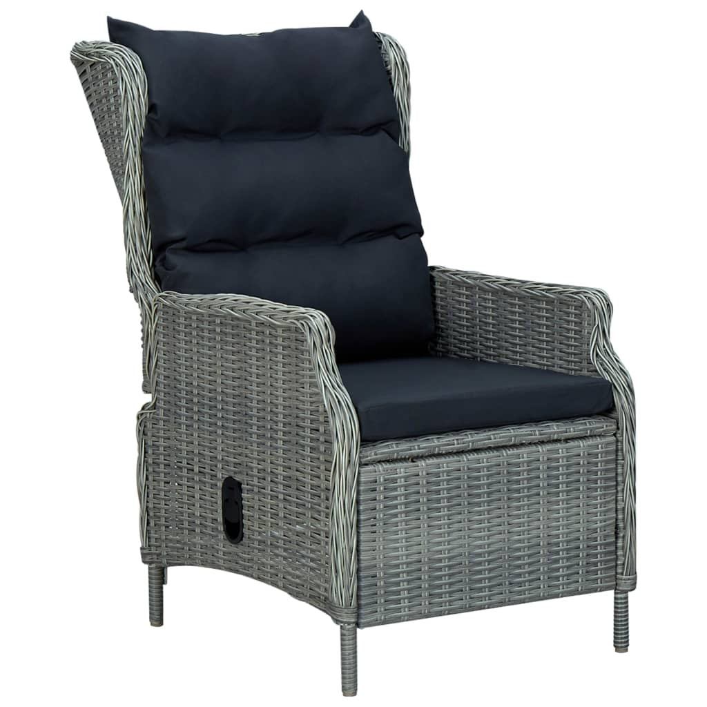 Adjustable Garden Chair with Cushions Poly Rattan Light Grey