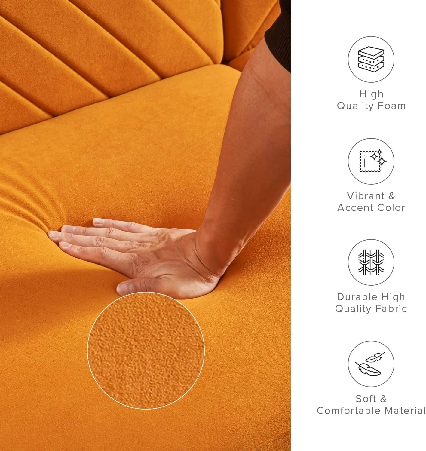 Chloe Futon Sofa Bed with Tapered Legs Peach Maple