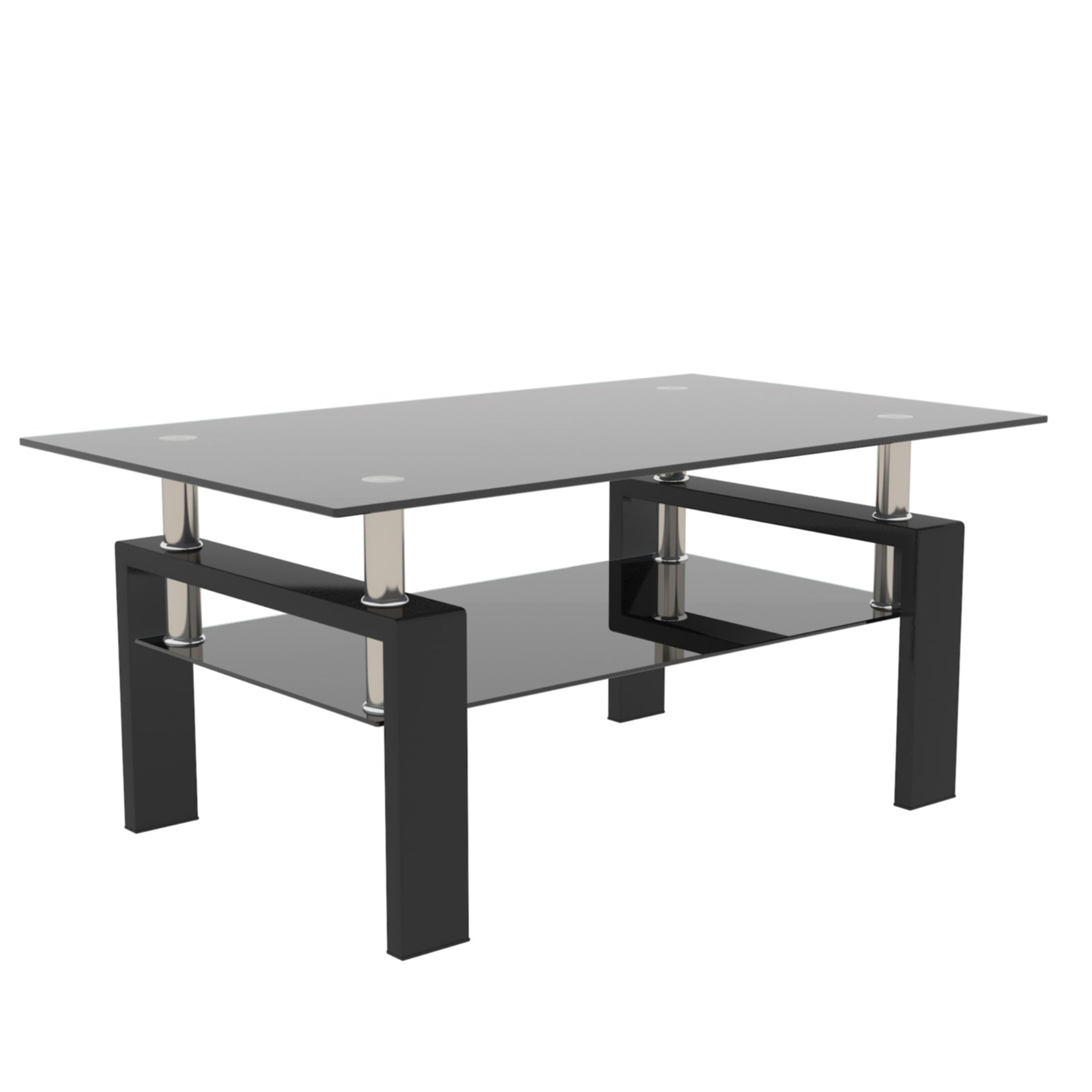 Black Glass Rectangle Coffee Table Modern Side Center For Living Room CJDropshipping
