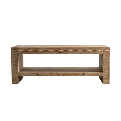 Rectangle Coffee Table With Solid Wood For Living Room, Large 2-Tier Rustic Coffee Table With Storage Shelf, Office And Apartment, Easy Assembly CJDropshipping