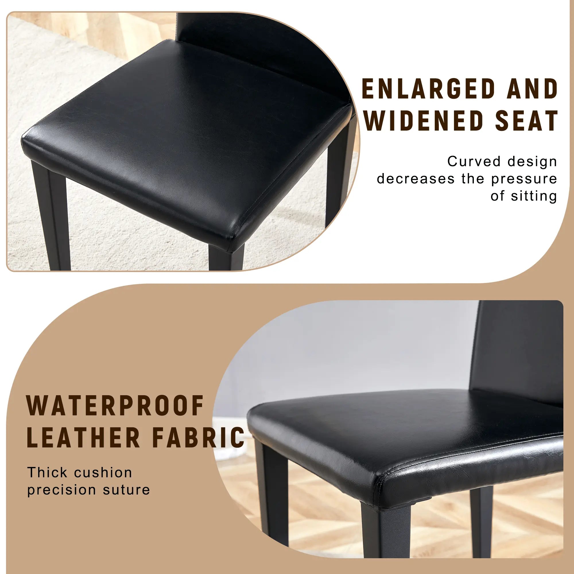 Table and chair set.71*35.4 inch Wooden And Black Spliced Dining Table Sangria Beech