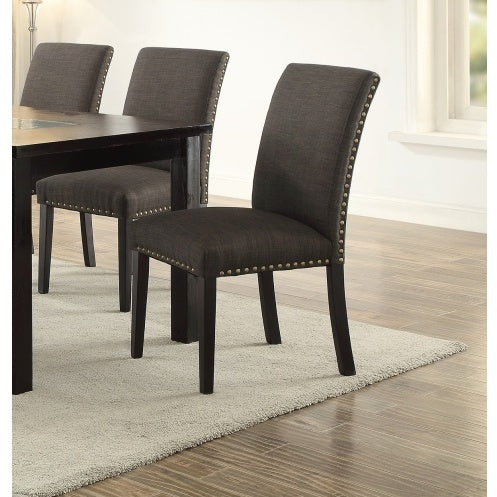 Dining Room Chairs Ash Black Polyfiber Nail Heads Parson Style Set Of 2 Side Chairs Dining Room Furniture CJDropshipping