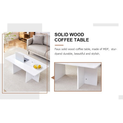 A Modern And Practical White Coffee Table. The Coffee Table Is Made Of Medium Density Fiberboard Material, Suitable For Living Room, Bedroom, And Study. CT-2O CJDropshipping