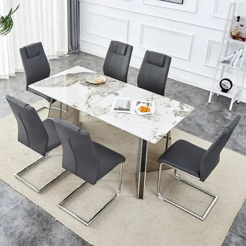 Table and chair set.63'x31.5x30' Luxurious Pandora patterned Sintered Sangria Beech