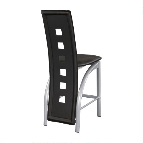Set Of 2pc Modern Style Counter Height Chairs Metal Base And Leather Upholstered Back CJDropshipping