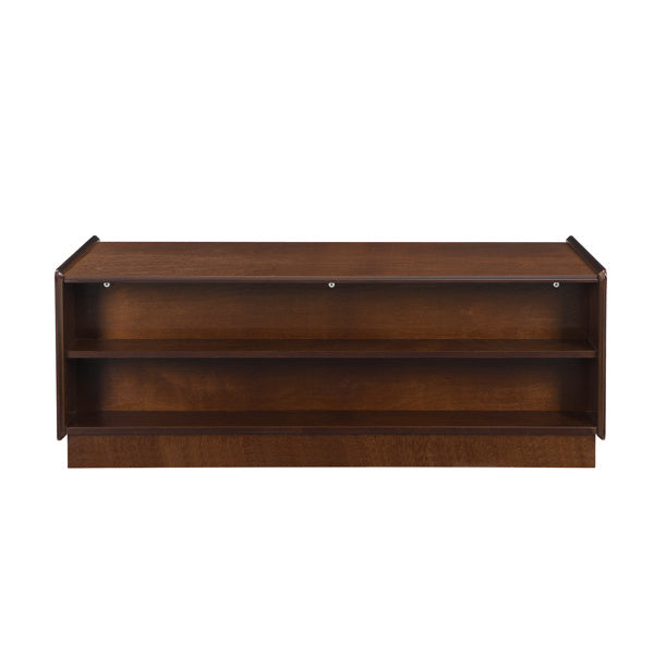U-Can Modern Rectangle Coffee Table With 4 Drawers And 2 Display Shelves,  Wood Coffee Table With Fluted Style, Tempered Glass For Living Room CJDropshipping